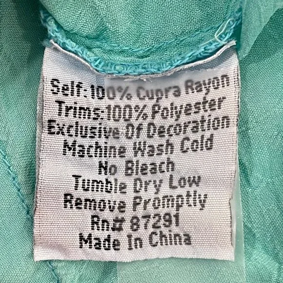 Gorgeous Johnny Was Floral Embroidered Blouse ~ Tiffany Blue ~ Boho Chic - Picture 12 of 14